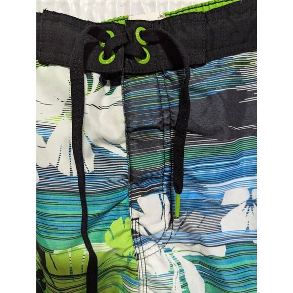 Speedo Men's Green & Blue Tropical Print Board Short Style Swim Trunks Size 2XL - Picture 4 of 6